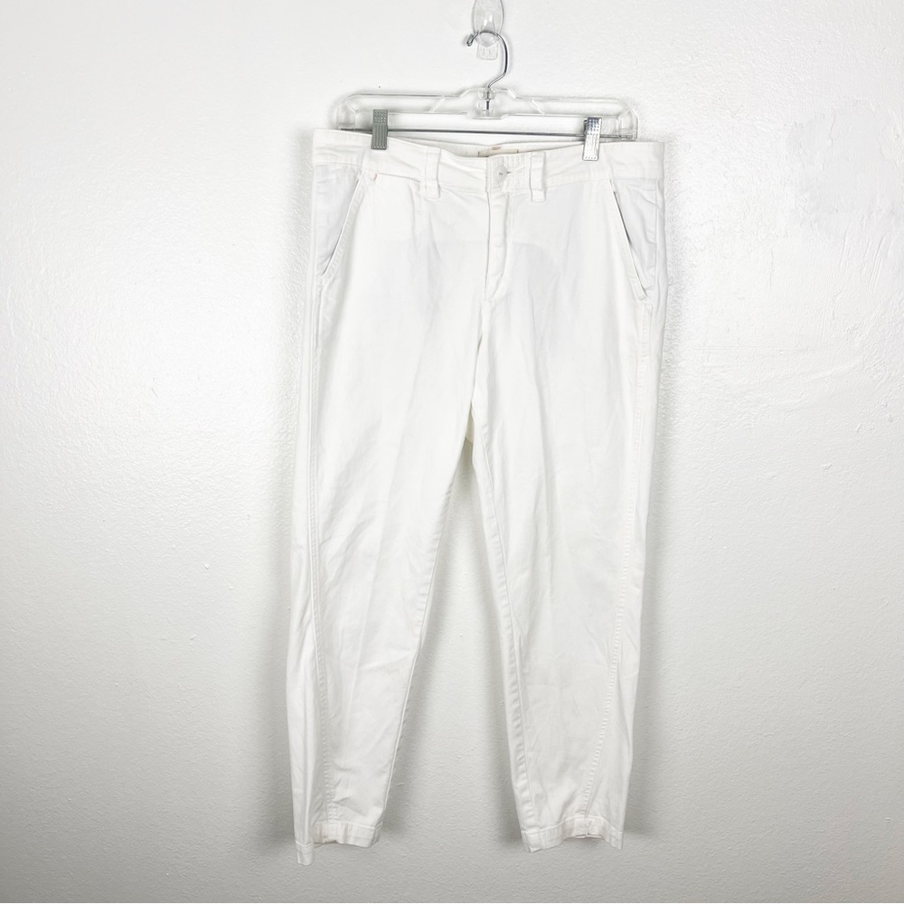 ANTHROPOLOGIE White Chino Relaxed Fit Pants 29 Preppy Neutral Beach Wedding
